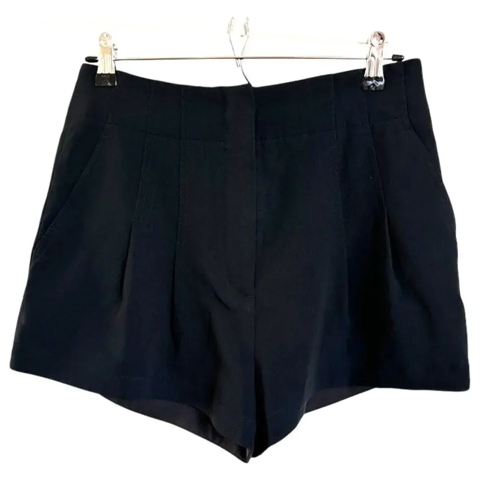 A.L.C. Women's Black Garcia High-Waist Pleated Dress Shorts Size 8